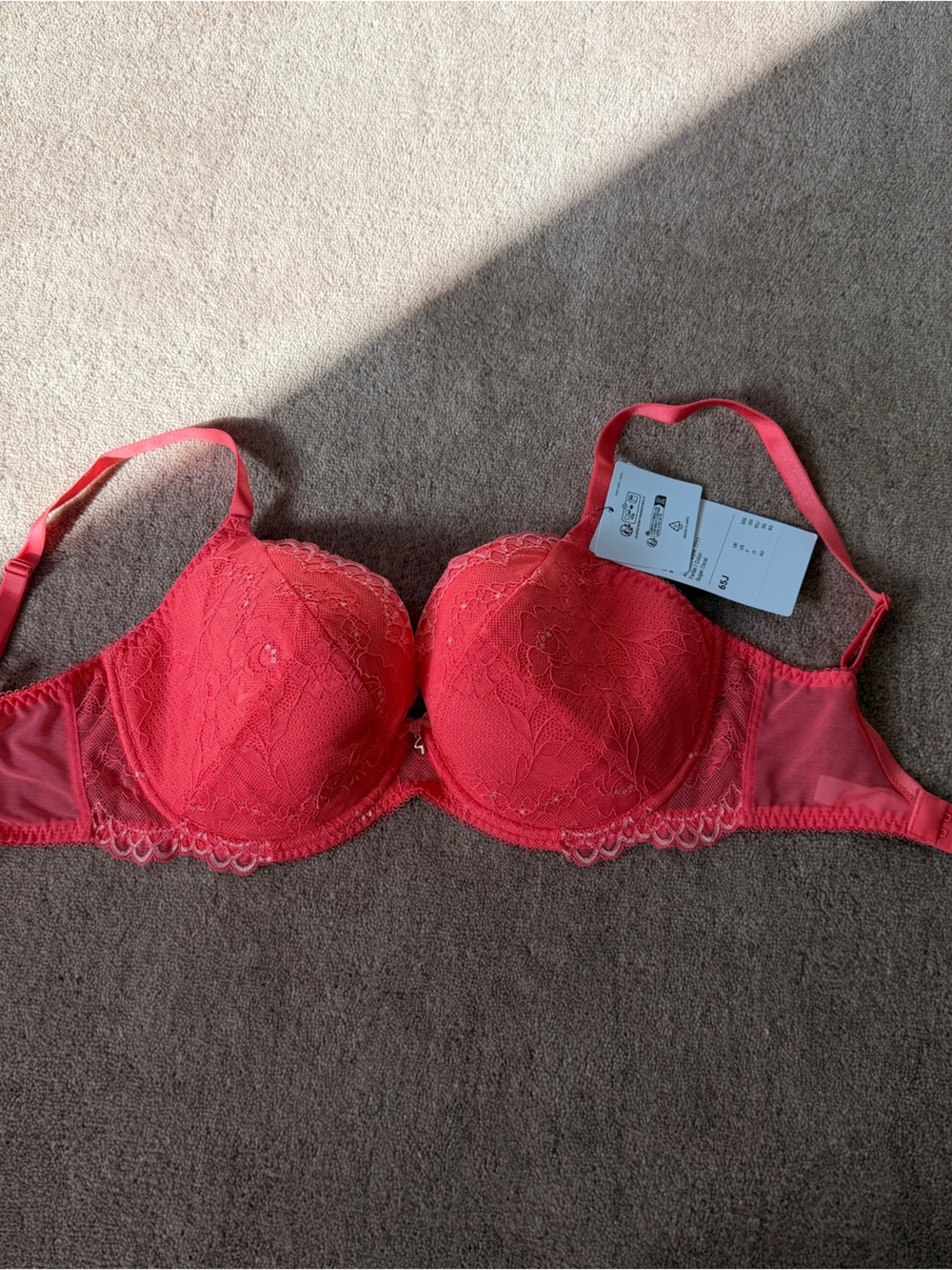 Gossard Lace Superboost Plunge Bra - Coral Pink 30i